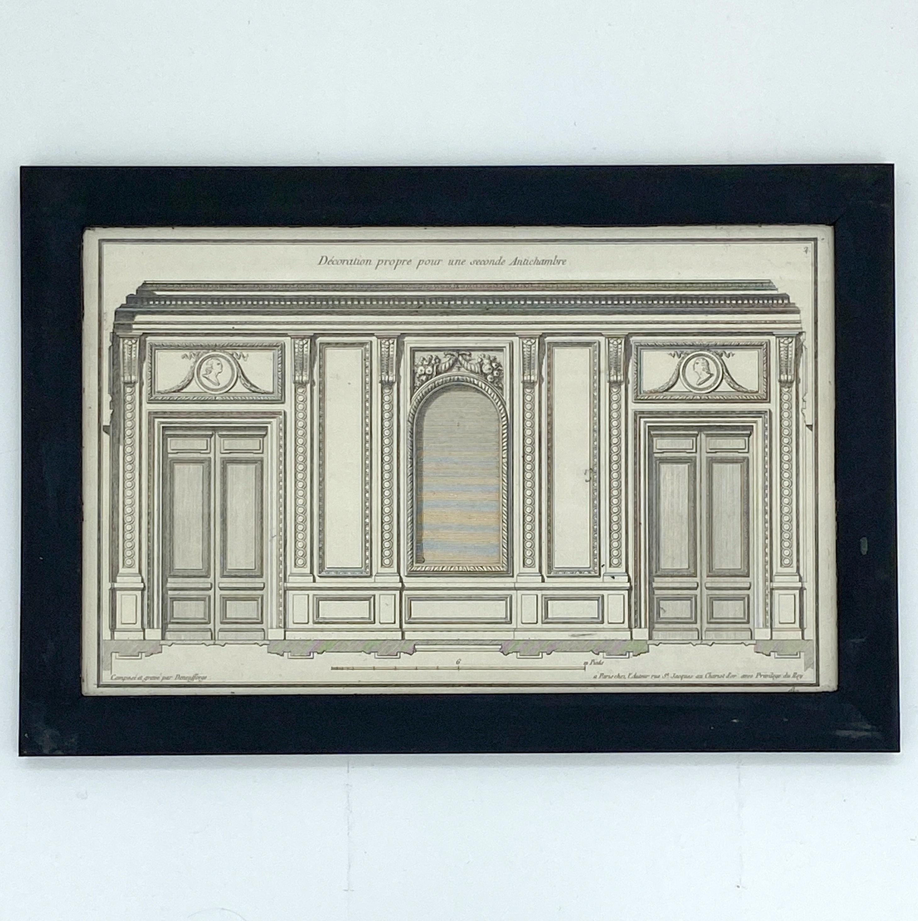 18th Century Six Neo Classical Architectural Engravings by Jean-François de Neufforge