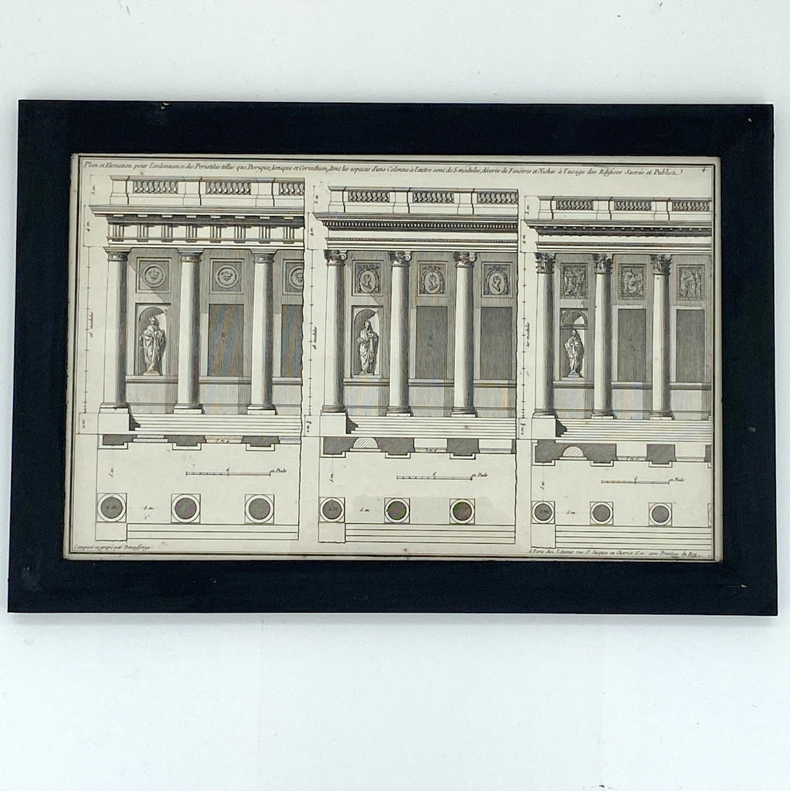 Wood Six Neo Classical Architectural Engravings by Jean-François de Neufforge