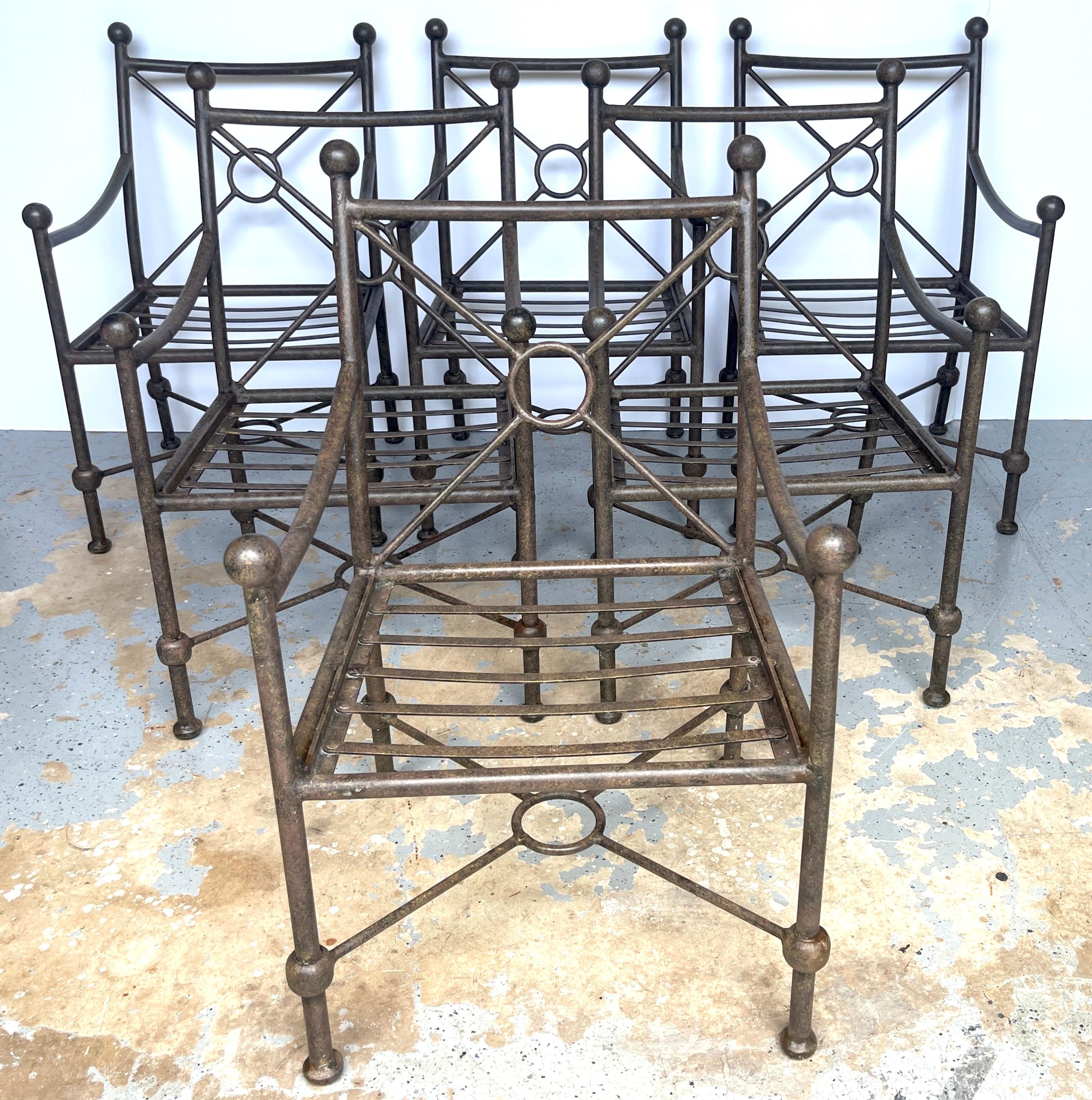 Cast Six  Neoclassical Style Aluminum Garden Arm Chairs by Brown Jordan 