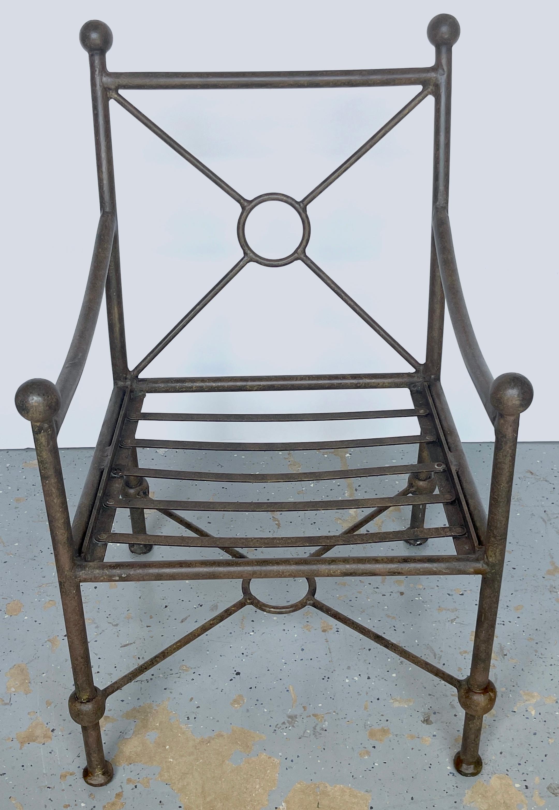 Six  Neoclassical Style Aluminum Garden Arm Chairs by Brown Jordan  In Good Condition In West Palm Beach, FL