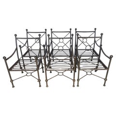 Six  Neoclassical Style Aluminum Garden Arm Chairs by Brown Jordan 