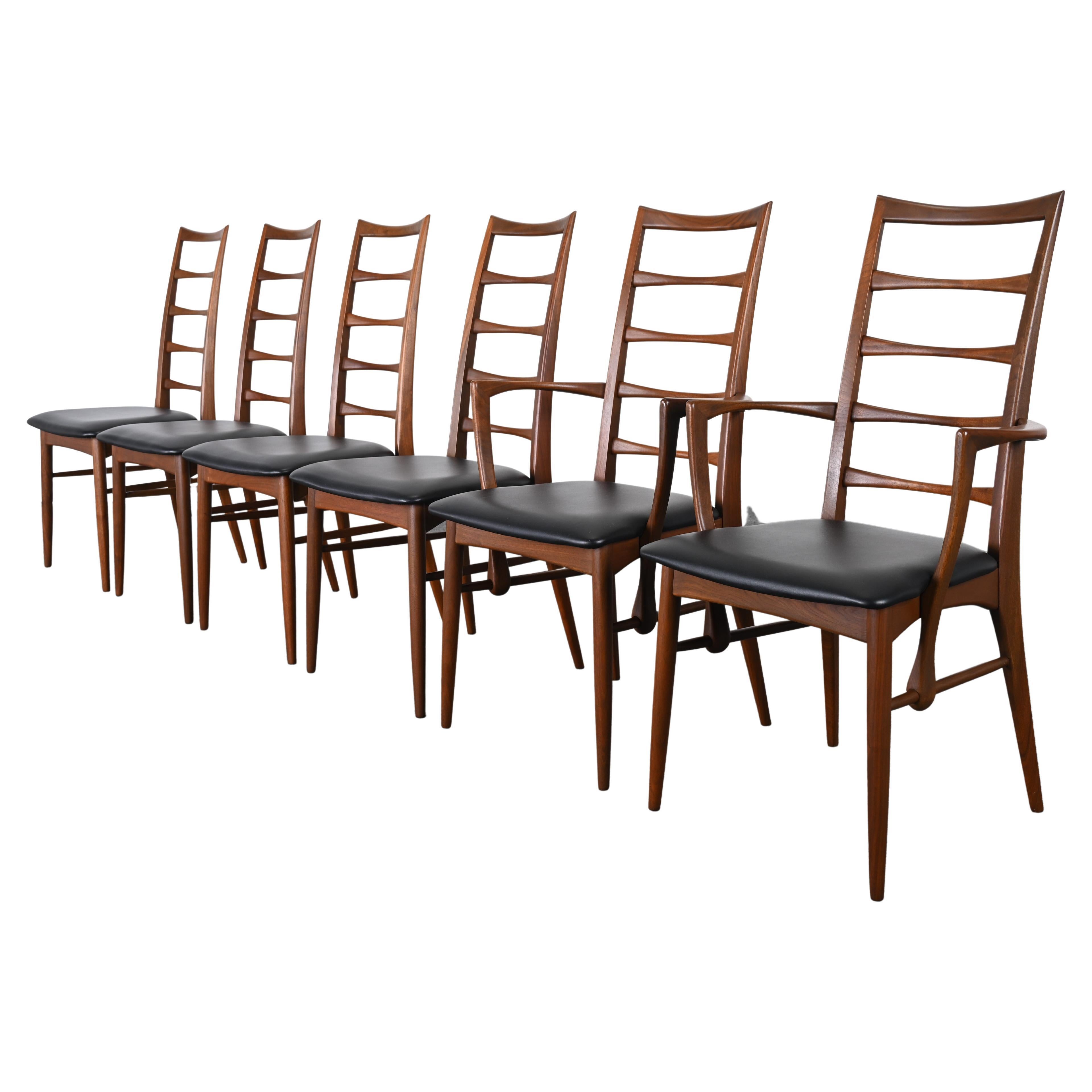 Six Niels Koefoed "Lis" Teak Dining Chairs, 1960s