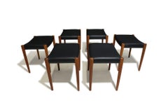 Six Niels Moller for JL Moller 80A Teak Stacking Stool / Benches