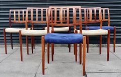 Six Niels.O Moller 83 Rosewood Dining Chairs by J.L. Mollers with woven Seats