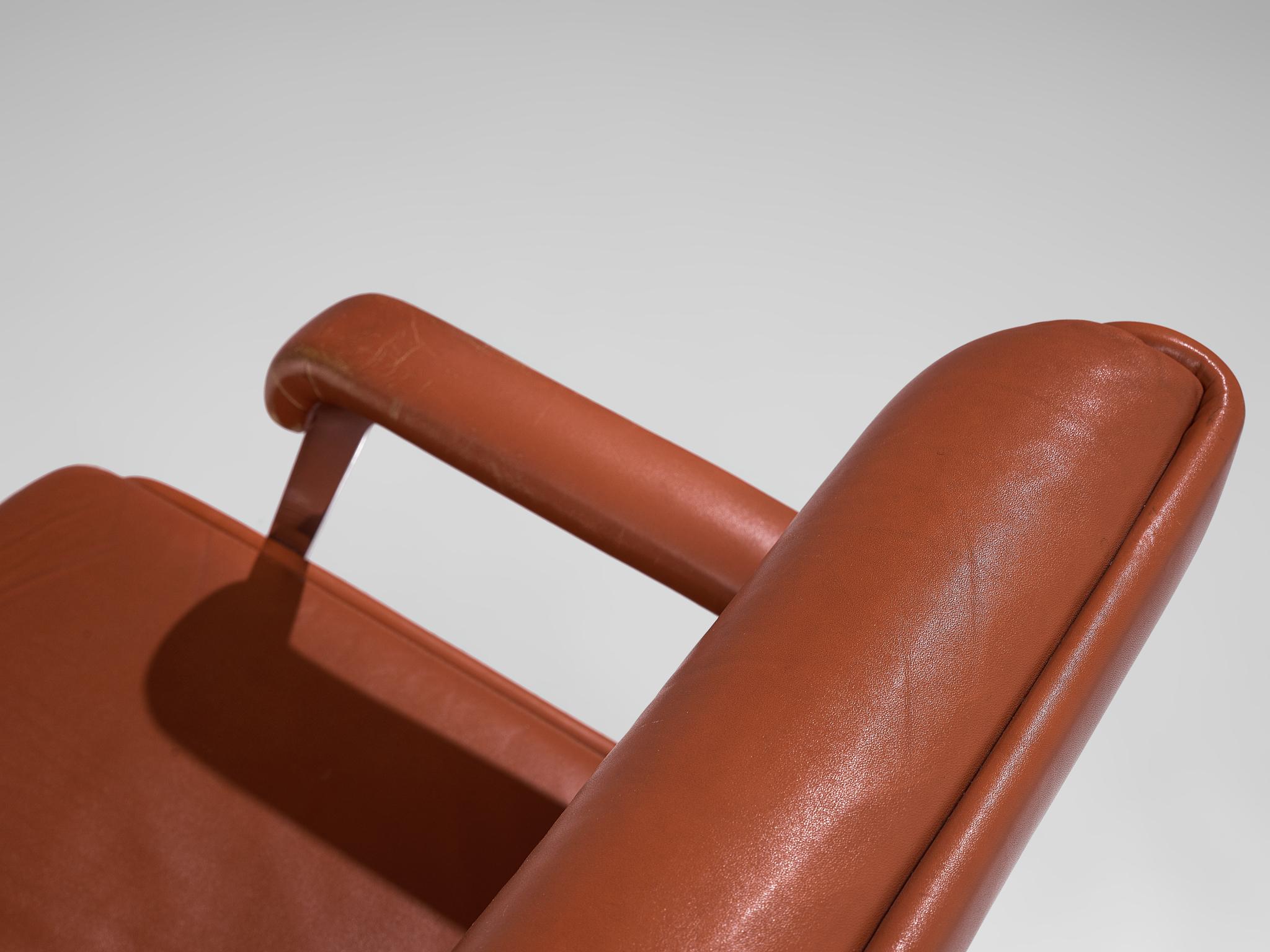 Six Norwegian Office Chairs in Terracotta Leather 3