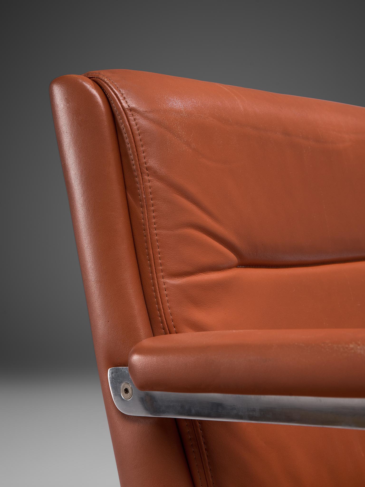 Six Norwegian Office Chairs in Terracotta Leather 1