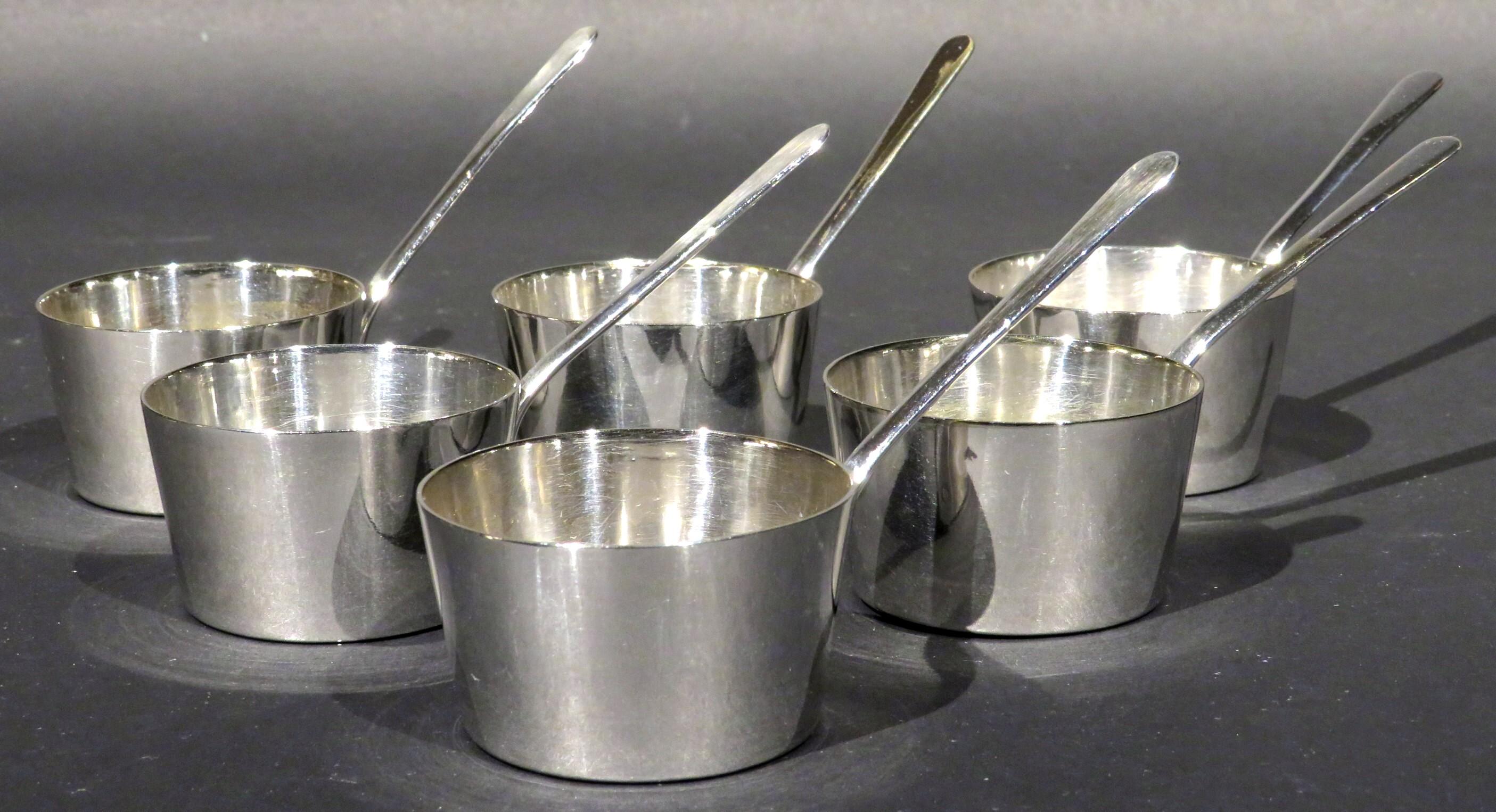 Six Novelty 20th Century Silver Plated Campaign Spirit Cups, English Circa 1900 For Sale 1