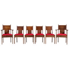 Six Oak Art Deco Haagse School Chairs by L.O.V. Oosterbeek, 1920s