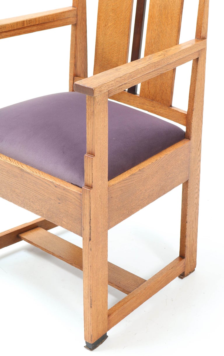 Six Oak Art Deco Haagse School Dining Room Chairs, 1920s at 1stDibs