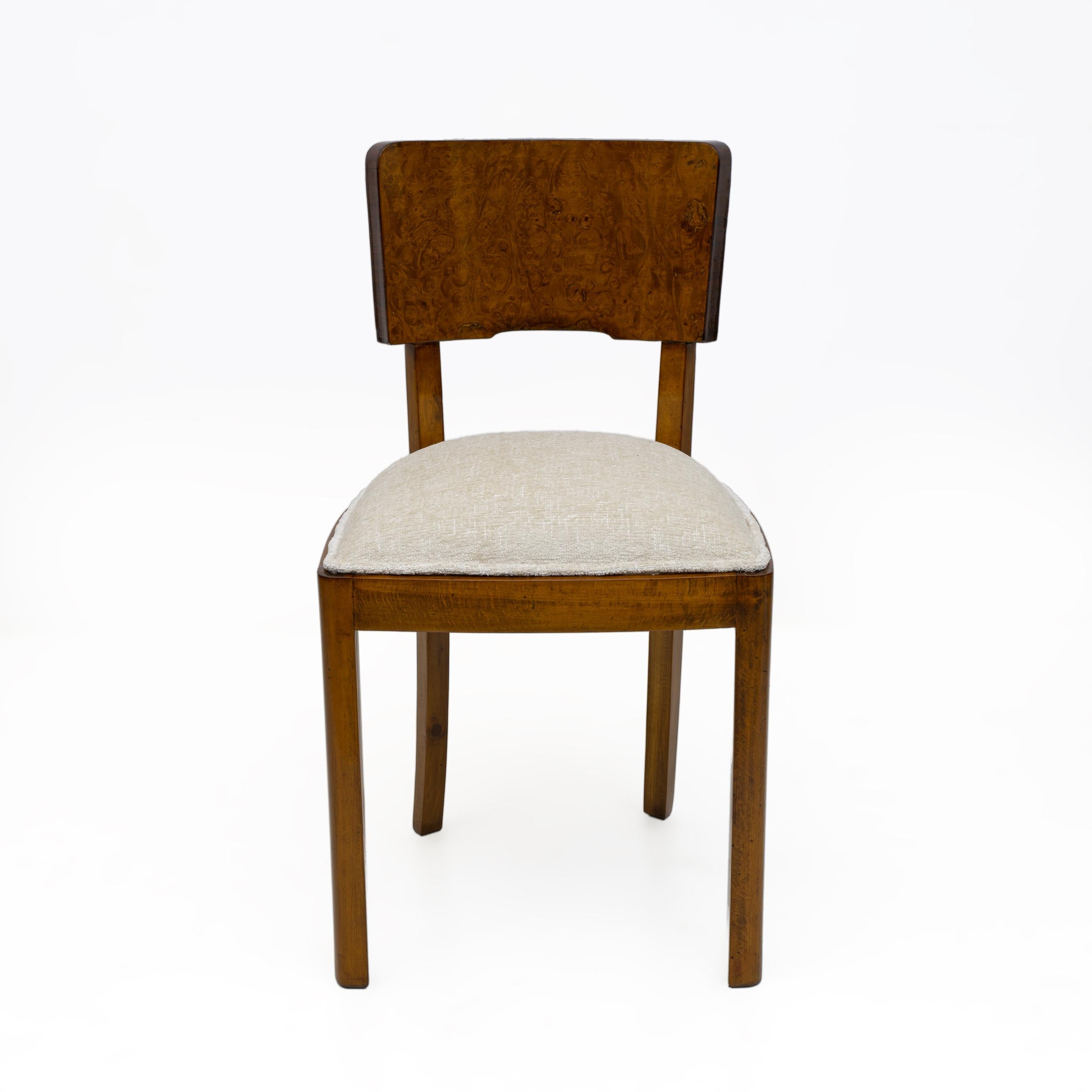 Mid-20th Century Six of Art Deco Italian Walnut Dining Chairs, 1930s For Sale
