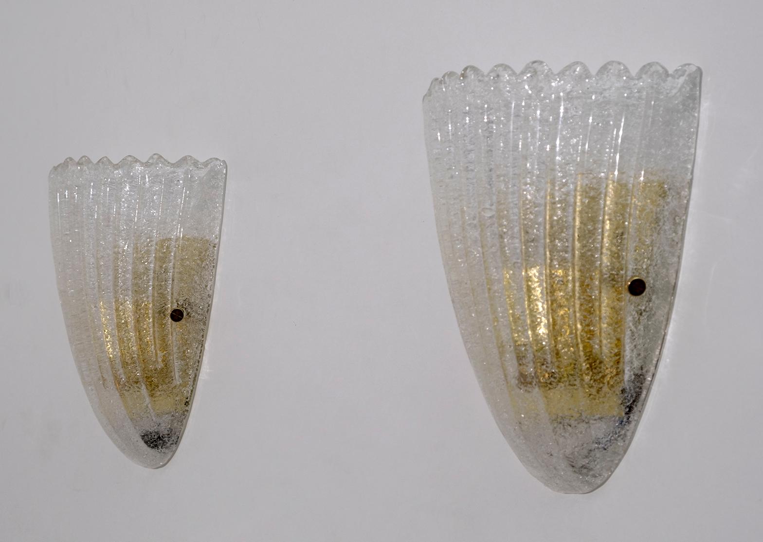 Mid-20th Century Six of Barovier Mid-Century Modern Italian Murano Glass Shell Sconces, 1960s