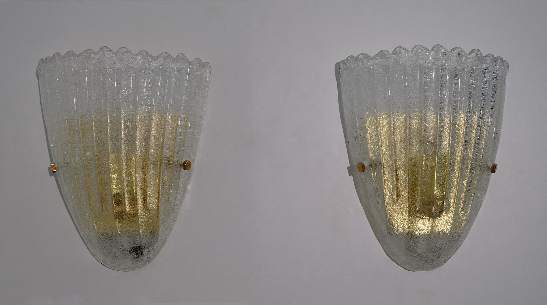 Six of Barovier Mid-Century Modern Italian Murano Glass Shell Sconces, 1960s 1