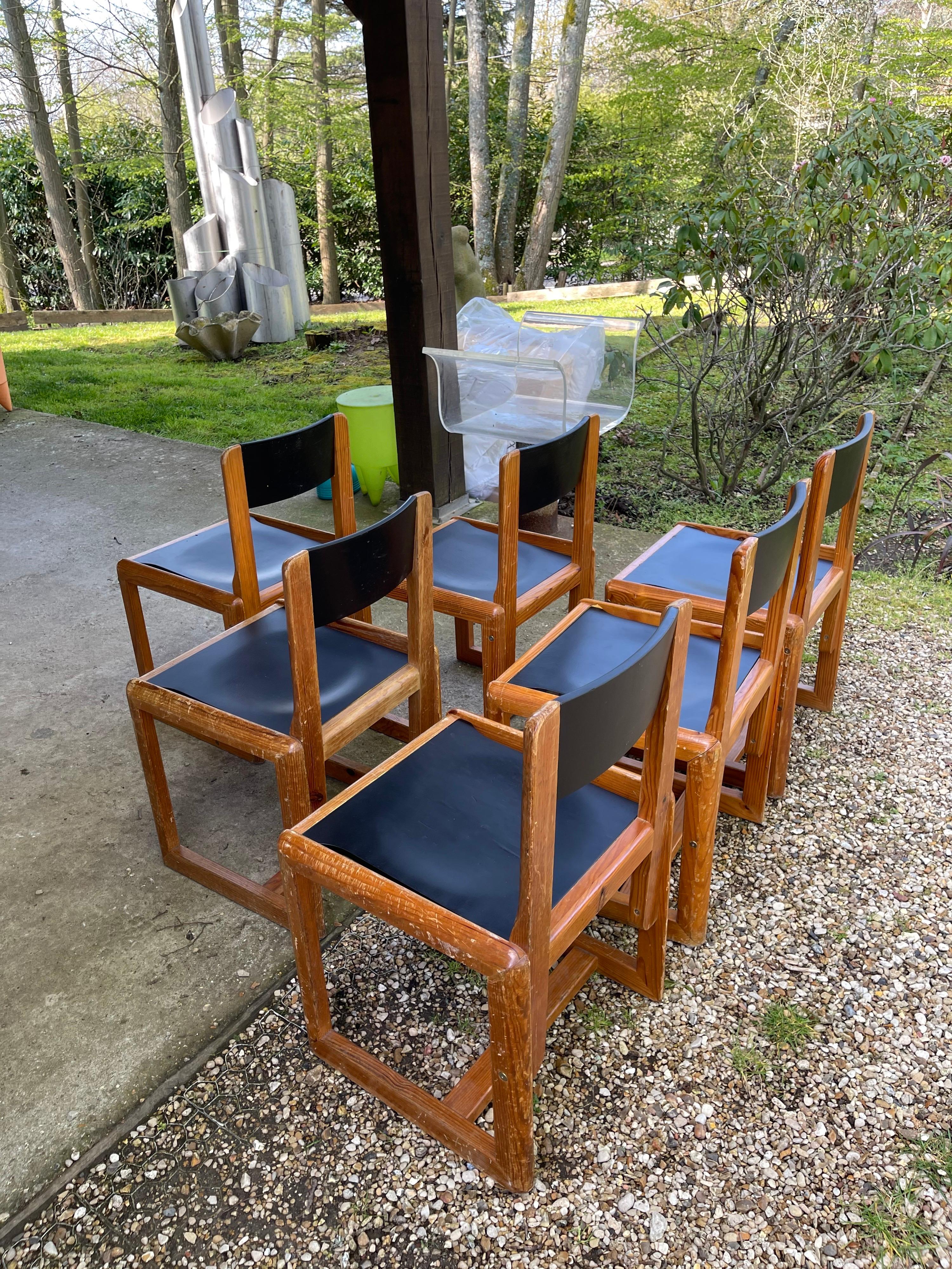Lacquered Six of Mid Century Andre Sornay Chairs