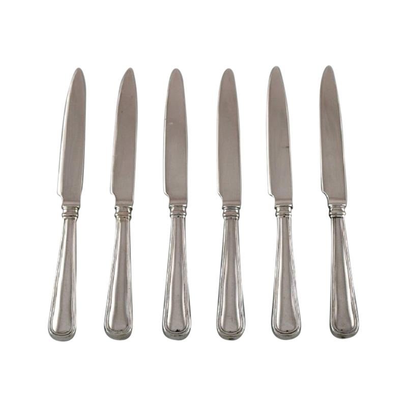 Six "Old Danish" Fruit Knives in All Silver 830, Dated 1920s For Sale