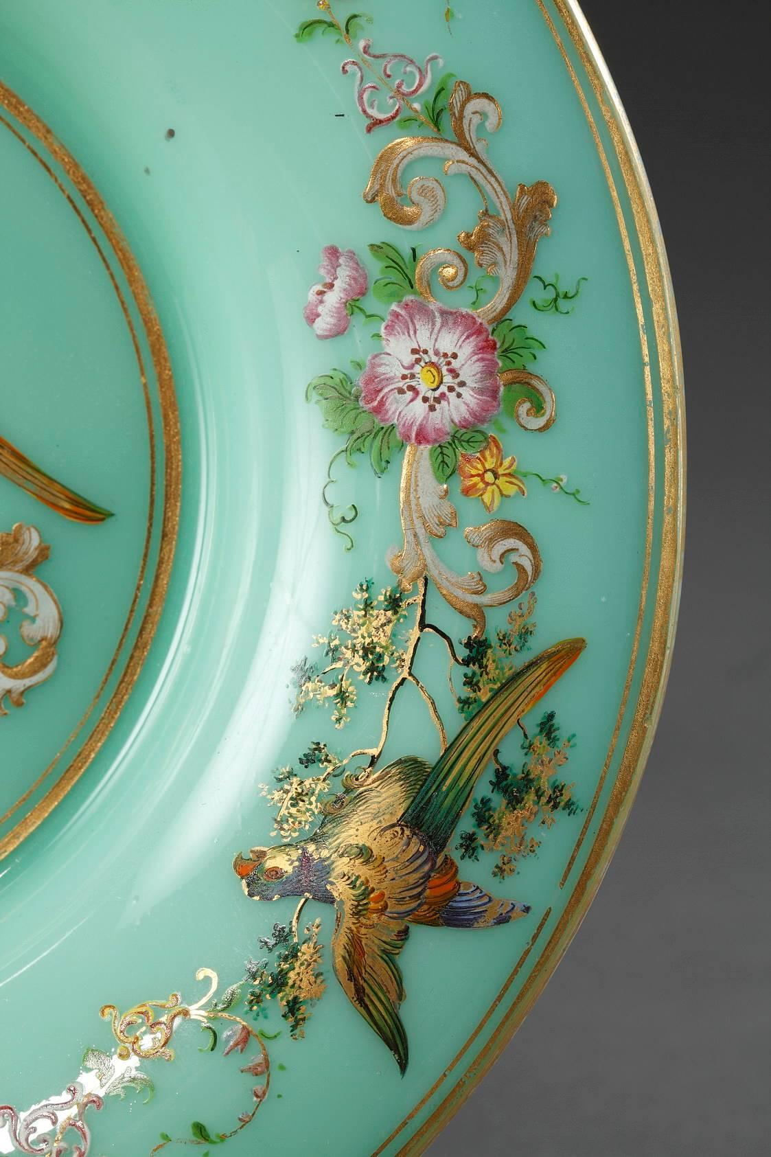Louis Philippe Six Opaline Plates in the Taste of Jean-françois Robert For Sale