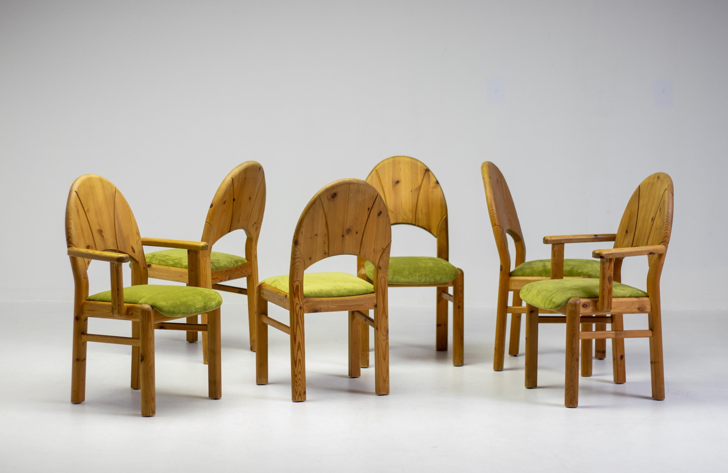 Tissu Six chaises à manger en pin de l'Oregon en vente