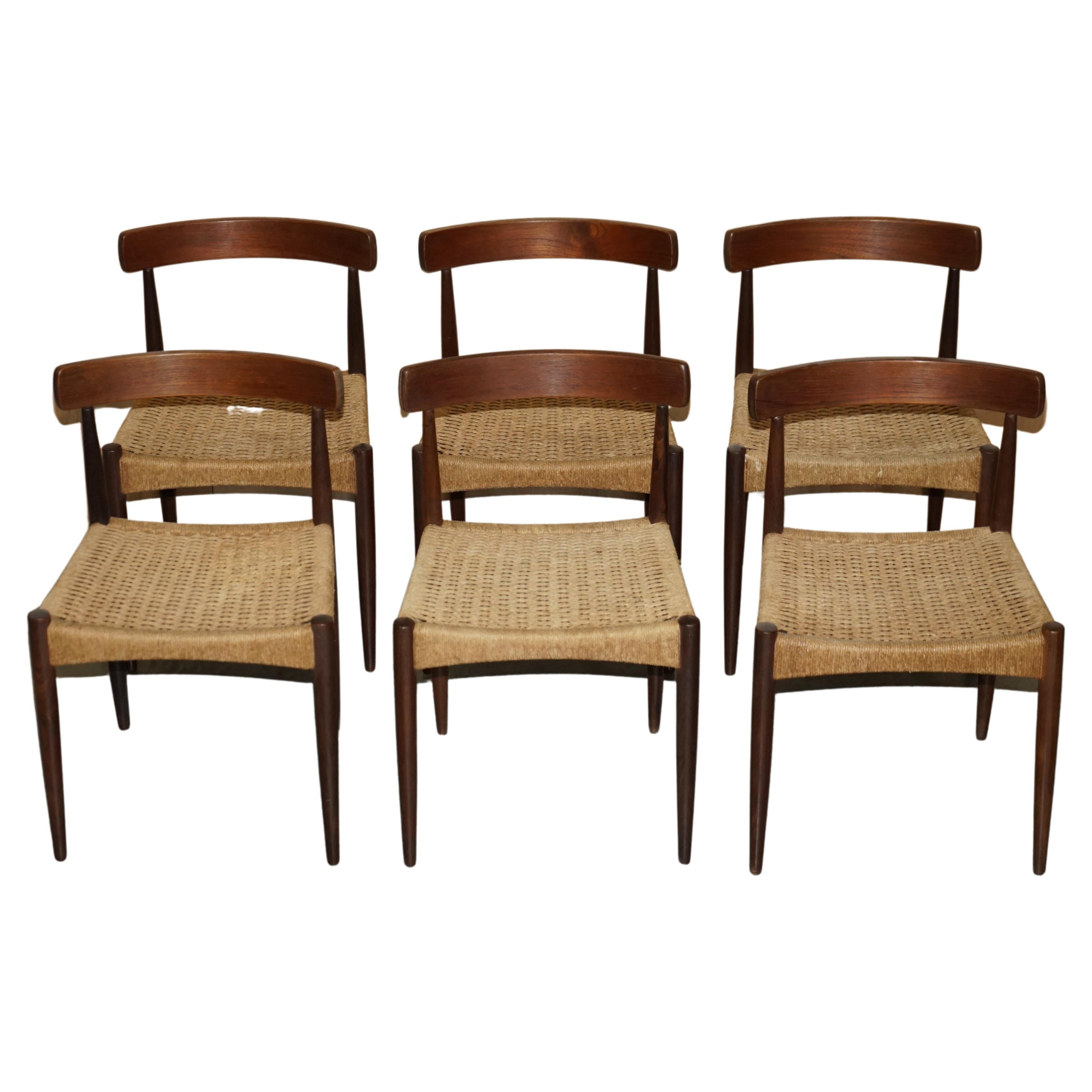 Six Original 1950's Arne Hovmand-Olsen Model #175 Dining Chairs for Mogens Kold