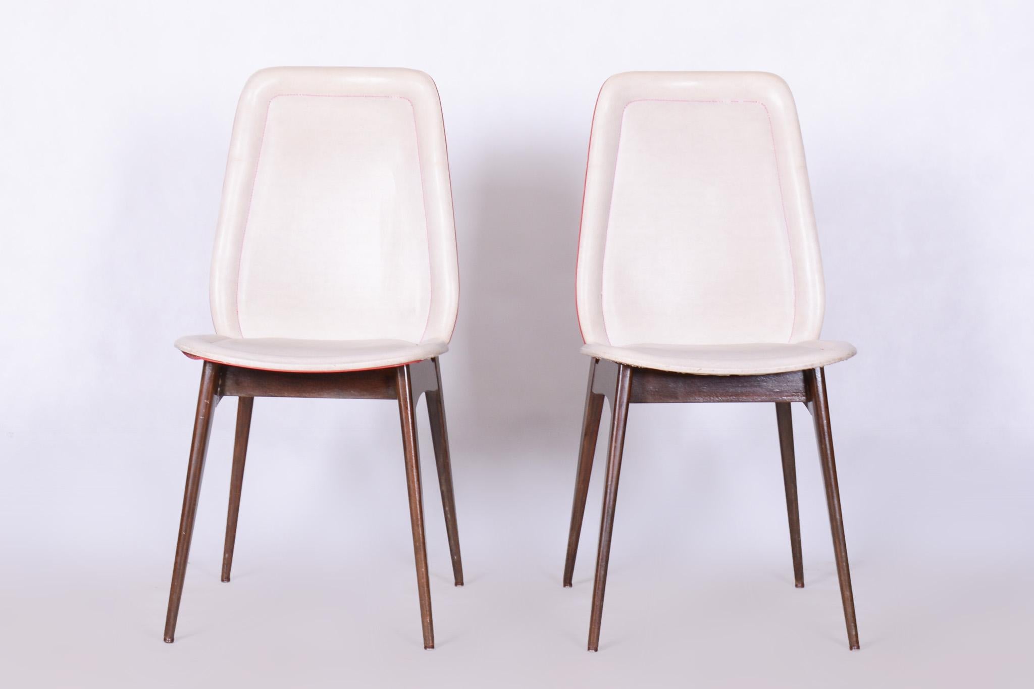 Milieu du XXe siècle Six chaises Art déco originales de Jules Leleu, polonaises renouvelées, France, années 1940 en vente