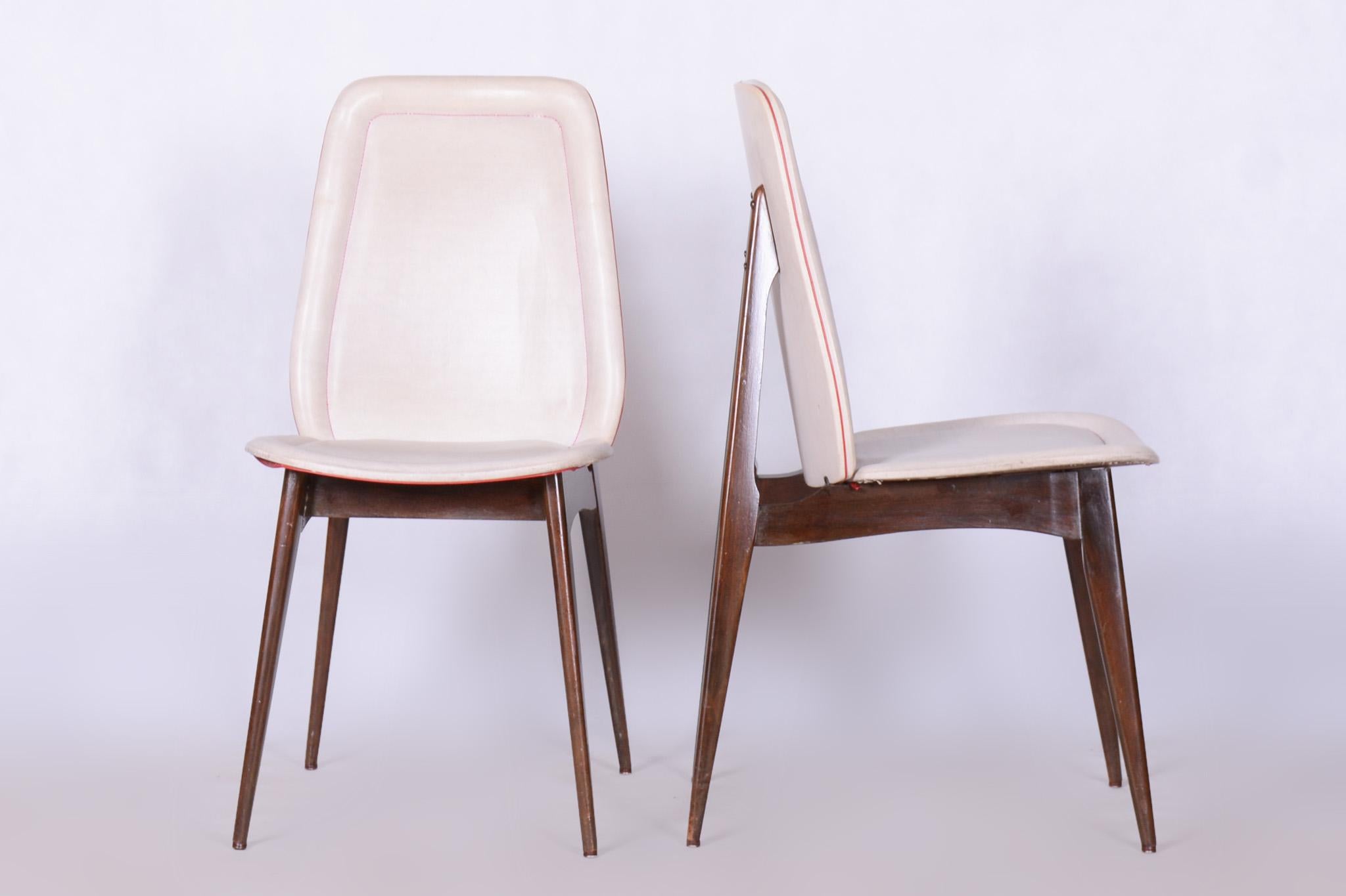 Bois Six chaises Art déco originales de Jules Leleu, polonaises renouvelées, France, années 1940 en vente