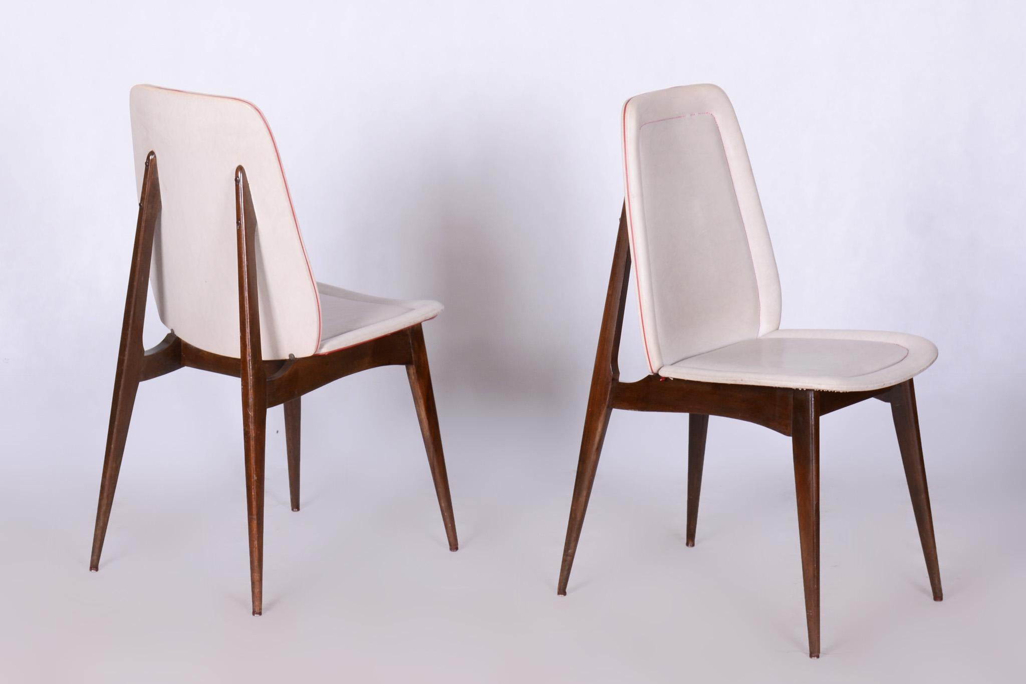 Six Original Art Deco Chairs, by Jules Leleu, Revived Polish, France, 1940s For Sale 2