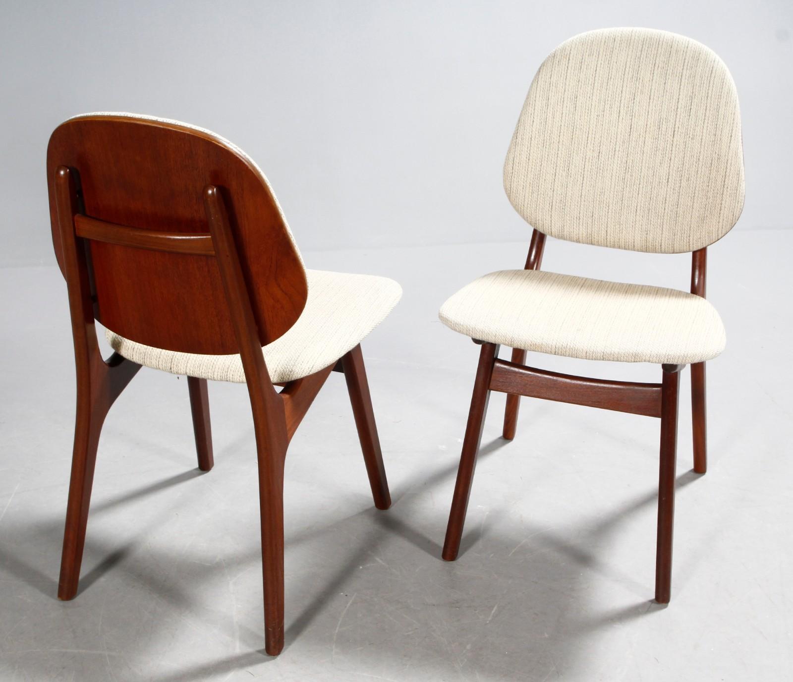 Mid-Century Modern Six Original Dining Chairs 'Model 75' in Teak by Arne Hovmand Olsen For Sale