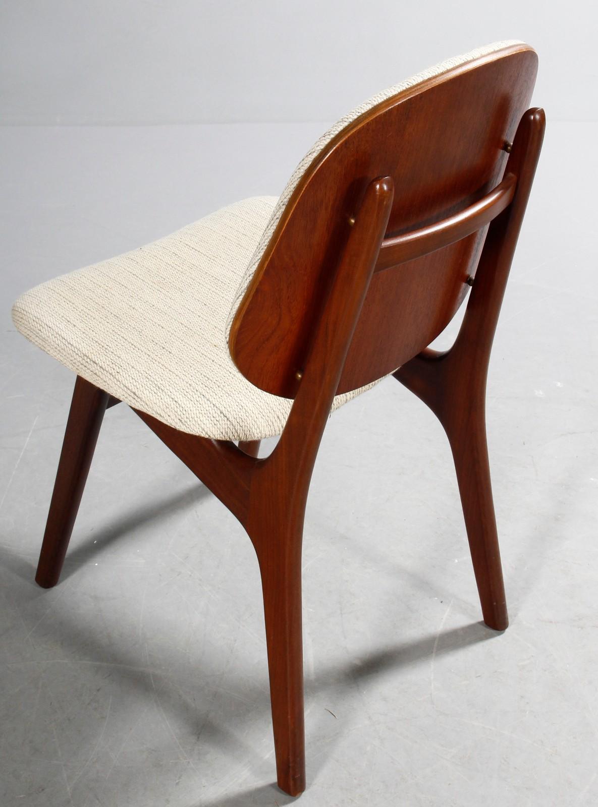 Lacquered Six Original Dining Chairs 'Model 75' in Teak by Arne Hovmand Olsen For Sale