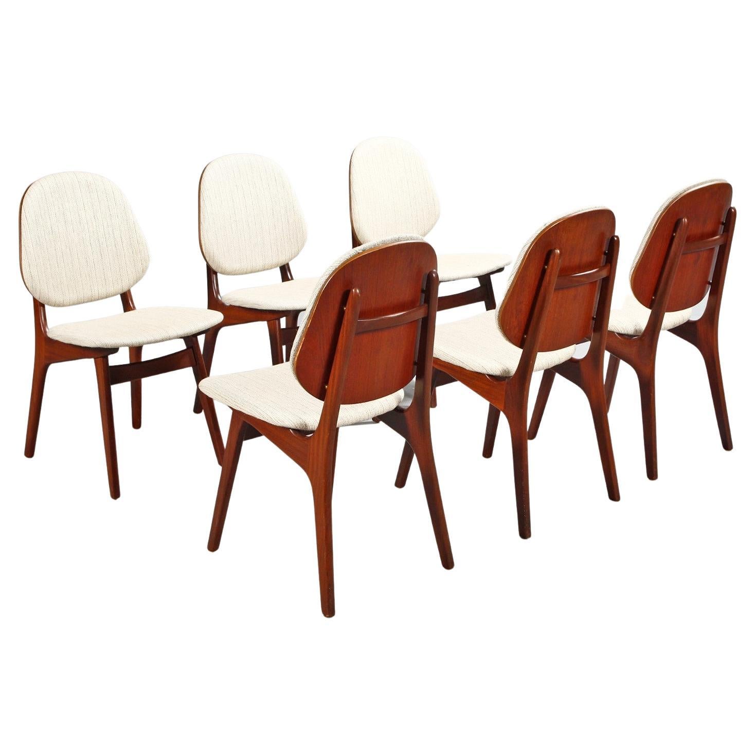 Six Original Dining Chairs 'Model 75' in Teak by Arne Hovmand Olsen For Sale