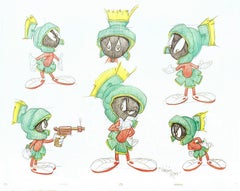 Six Original Drawings of Marvin the Martian, Signed by Virgil Ross