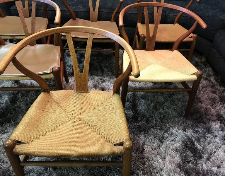 Six Original Hans Wegner Wishbone/ Y 'CH24' Chairs at 1stdibs