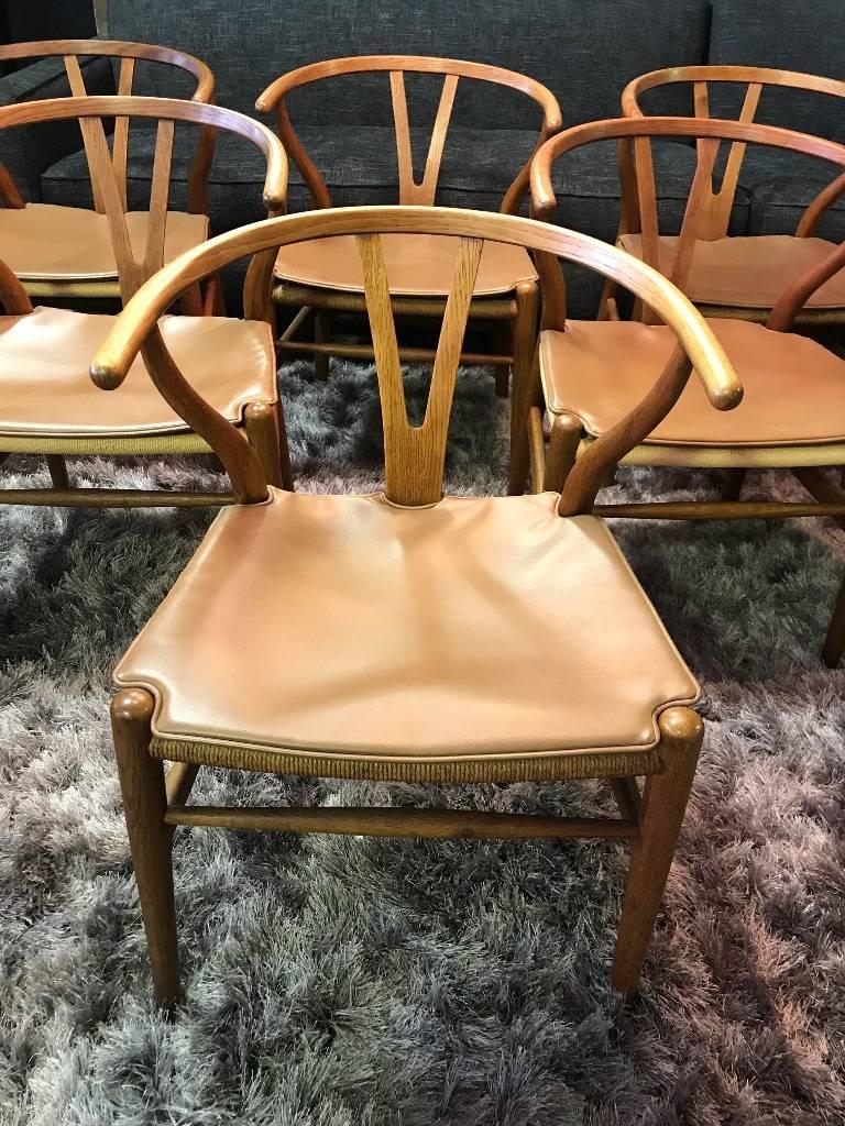 Mid-Century Modern Six Original Hans Wegner Wishbone/ Y 'CH24' Chairs