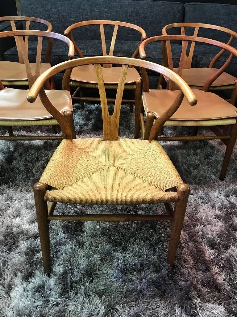 Six Original Hans Wegner Wishbone/ Y 'CH24' Chairs at 1stdibs