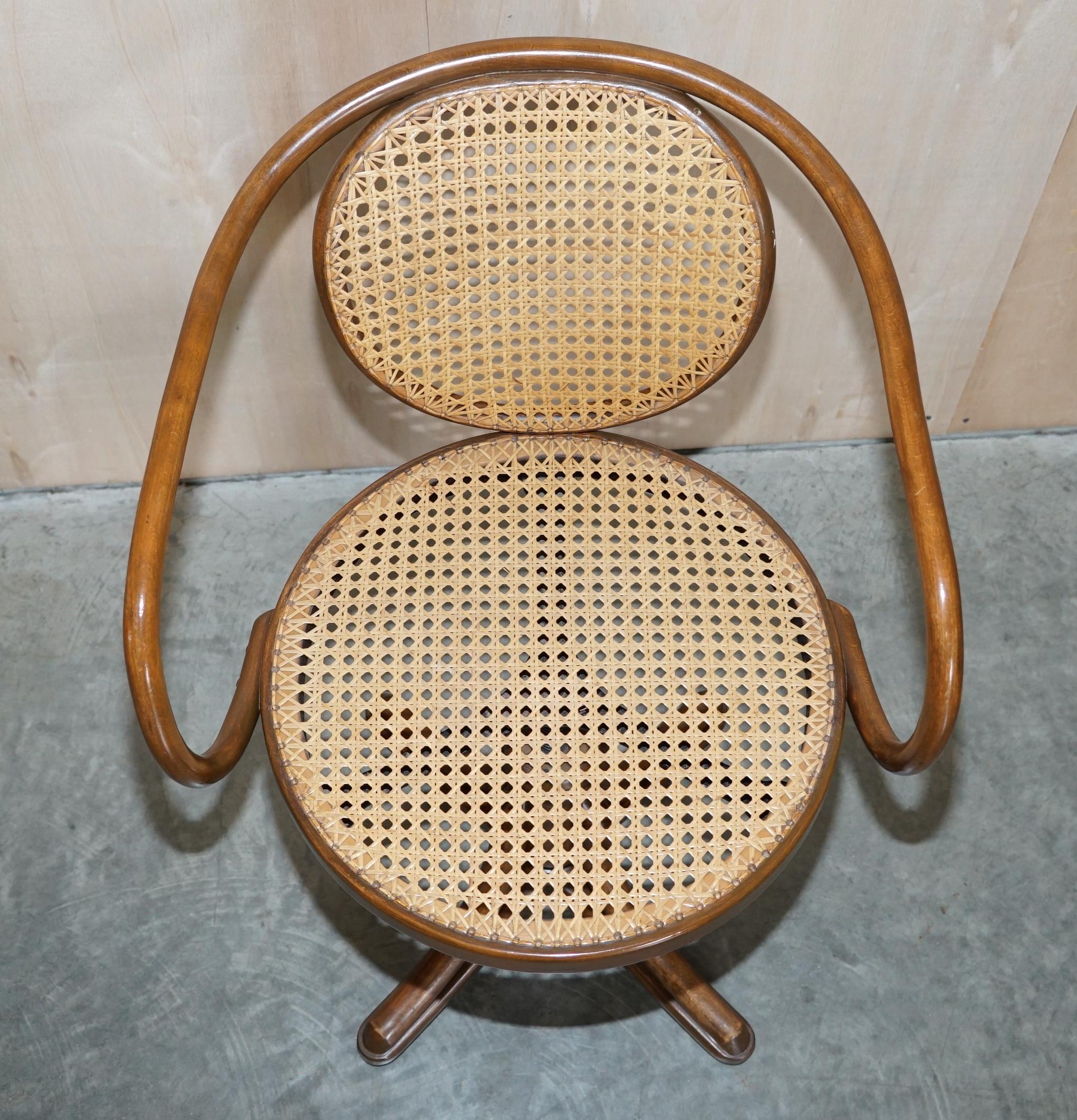Early 20th Century Six Original Stamped Thonet Swivel Bergere Armchairs Model 5501 for Zpm Radomsko For Sale
