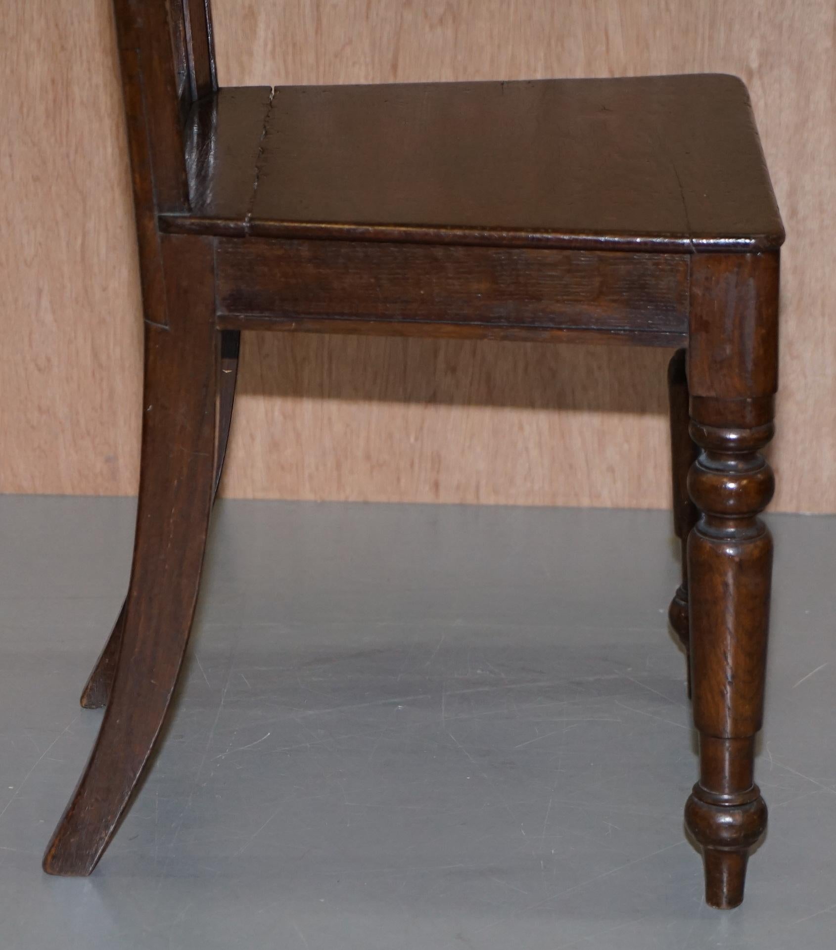 Six Original Victorian circa 1890 Steeple Back Gothic Arch Oak Dining Chairs 6 For Sale 7