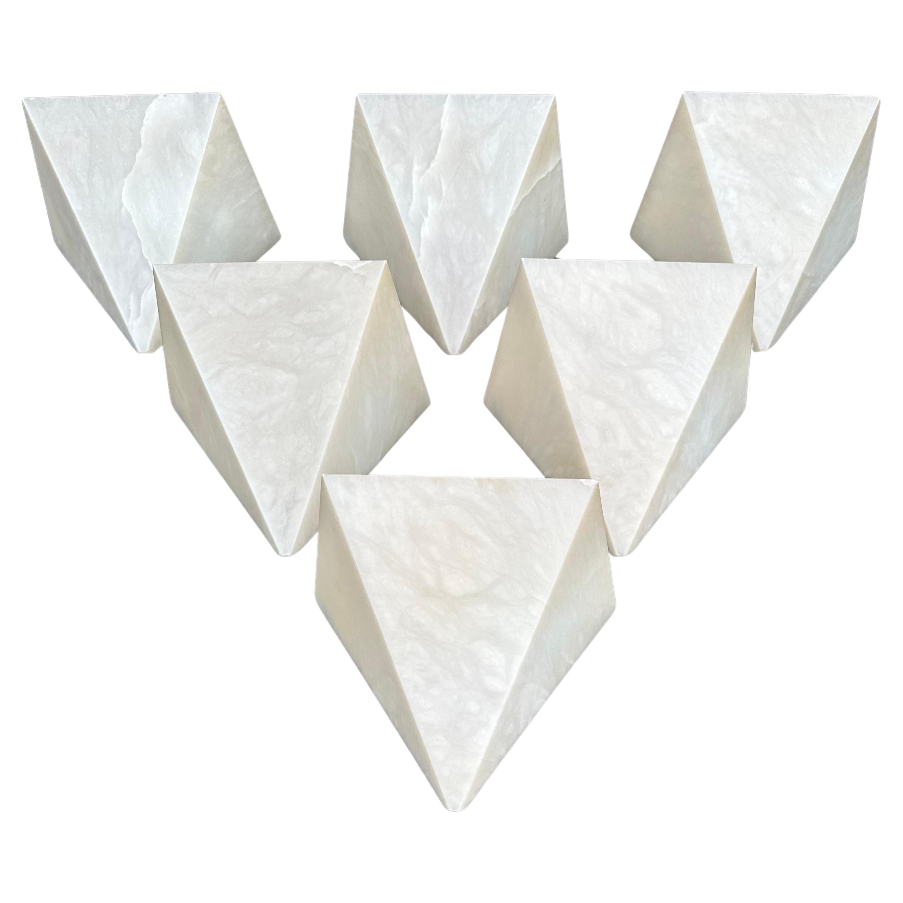Six Outstanding Art Deco Top Design, Alabaster Wall Sconces Fixtures, Wall Lamps For Sale
