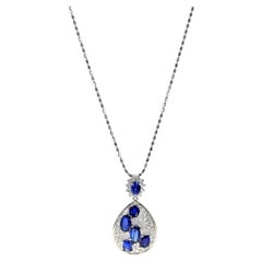 Six Oval Sapphires and Diamond Pendant Necklace, Platinum