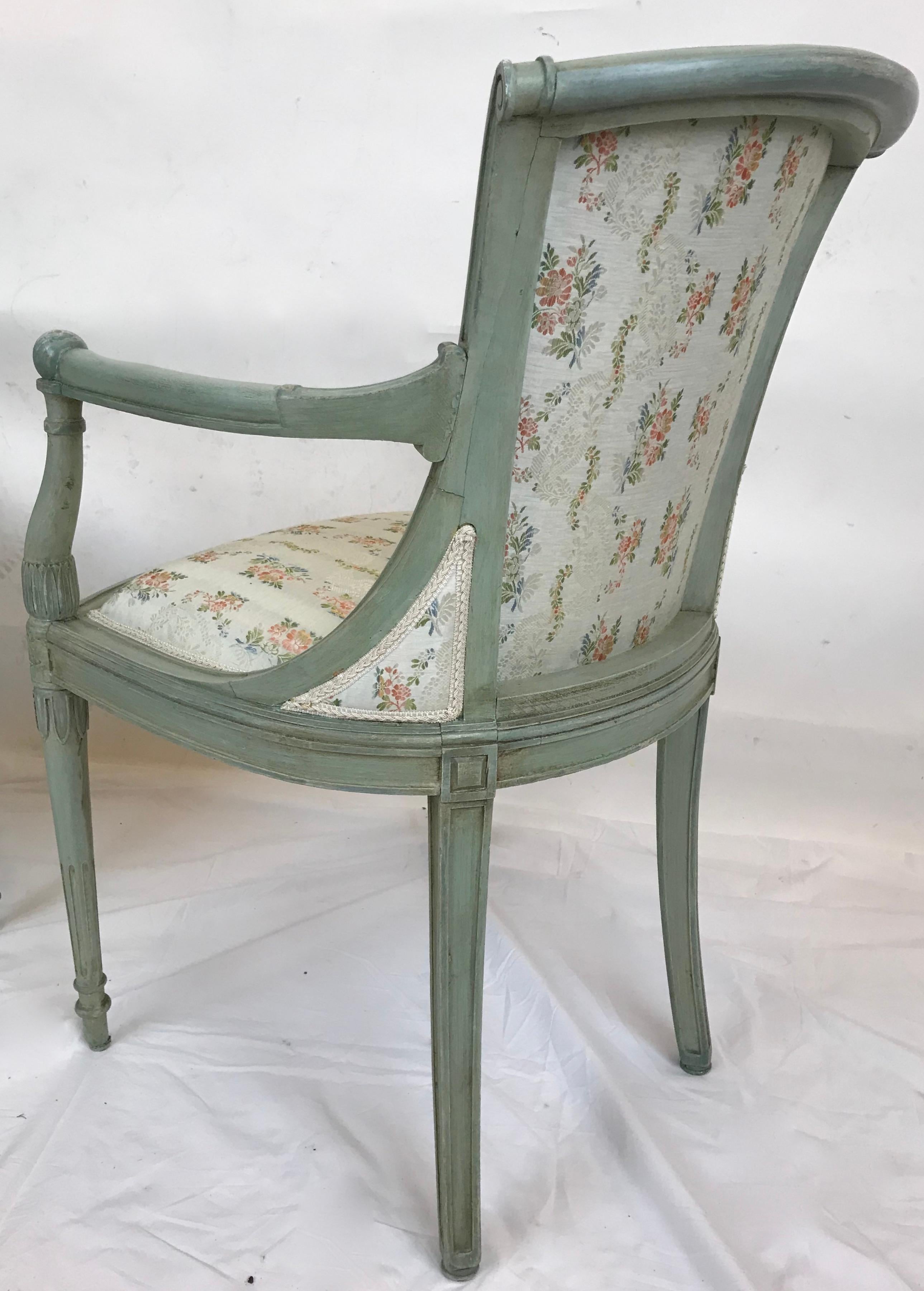 Six Painted Swedish Neo-Classical Style Open Armchairs 3