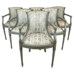 Six Painted Swedish Neo-Classical Style Open Armchairs