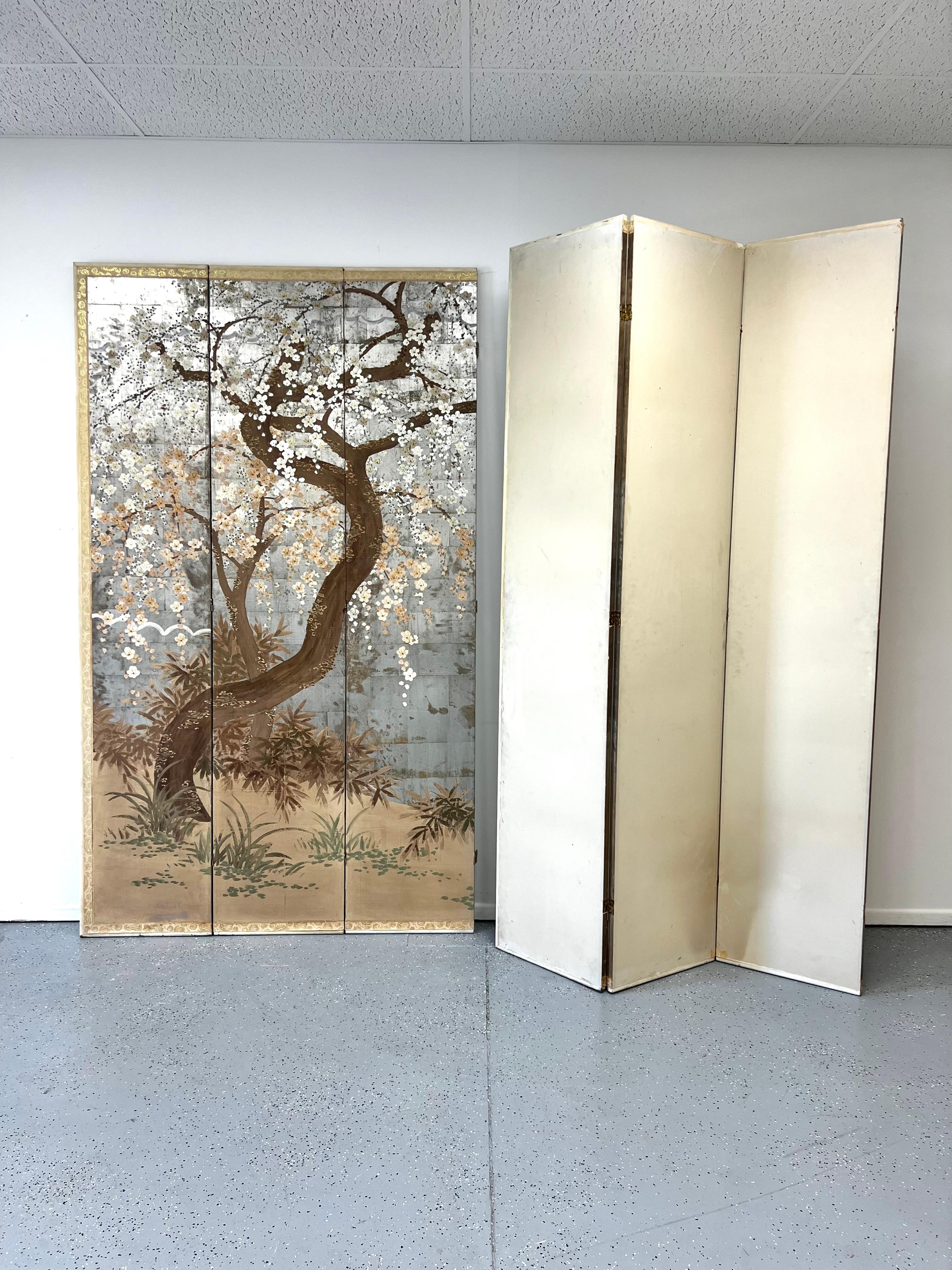 Six Panel Cheery Blossom Folding Screen  For Sale 5