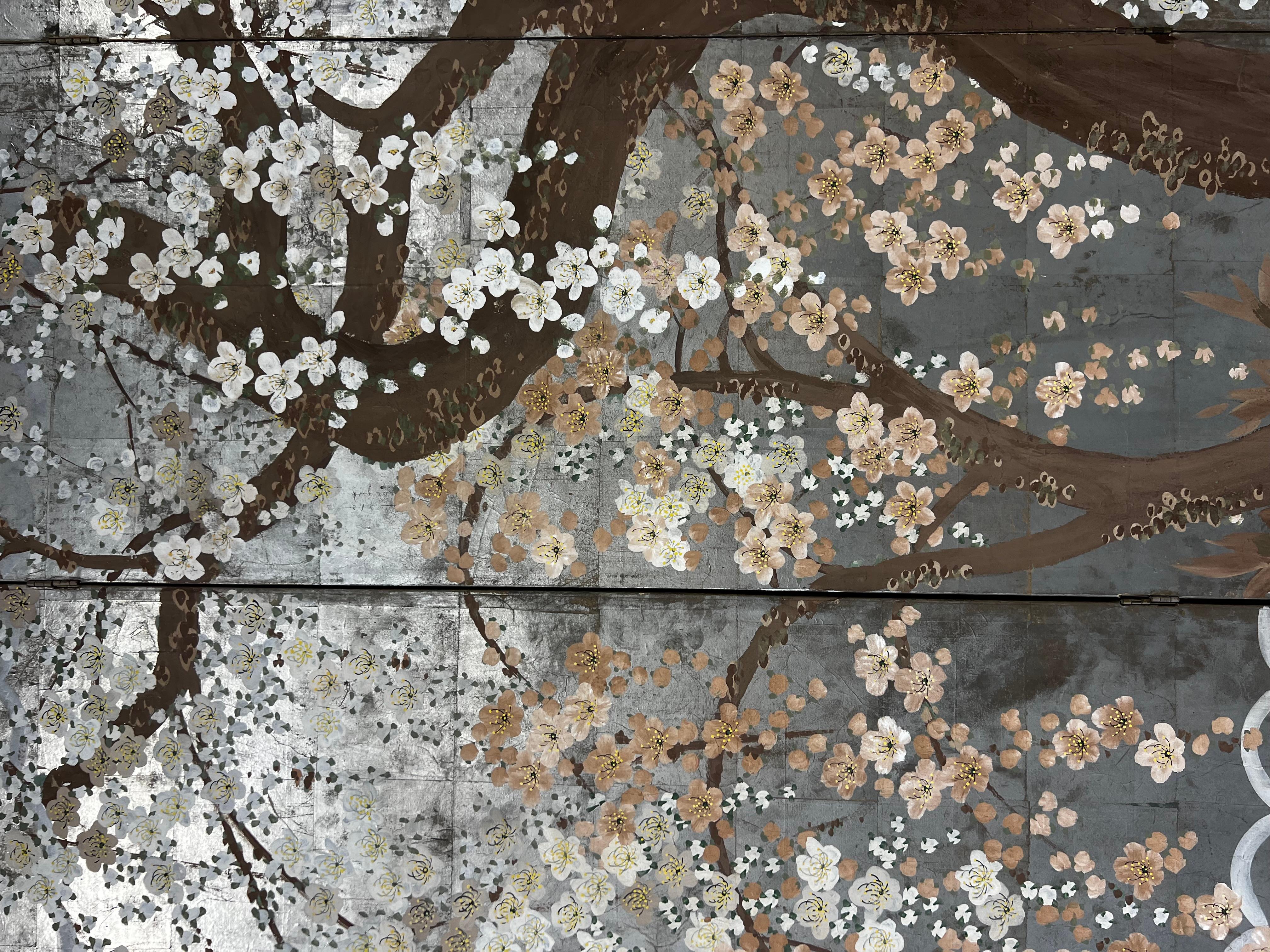 Sechsteiliger klappbarer Cheery Blossom-Raumteiler  (Mitte des 20. Jahrhunderts) im Angebot