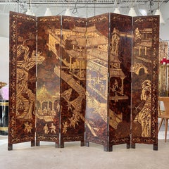 Six Panel Chinoiserie Coromandel Screen