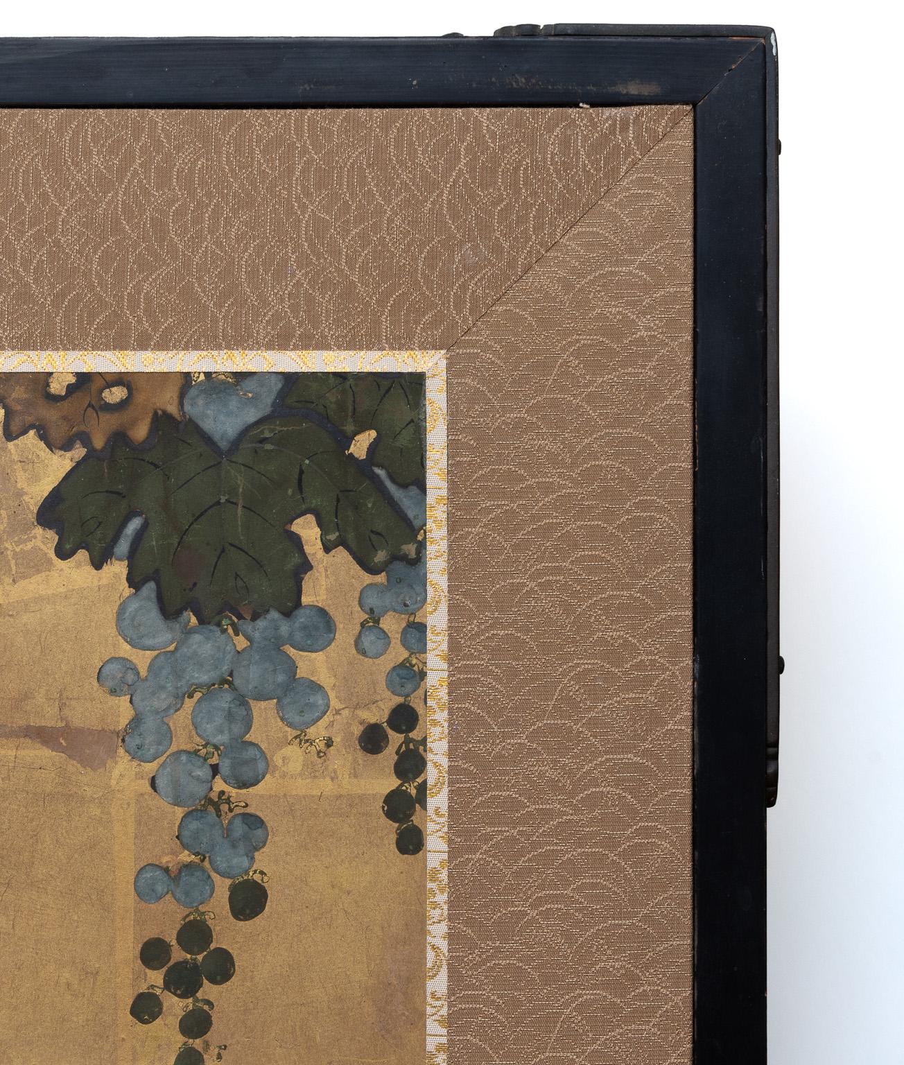 Six-Panel Japanese Folding Screen with Grapevine, Kanō School 2
