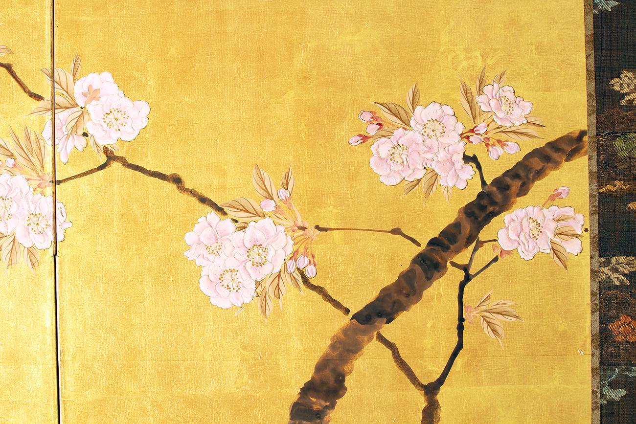 19th Century Six Panel Japanese Screen with Summer Flowers