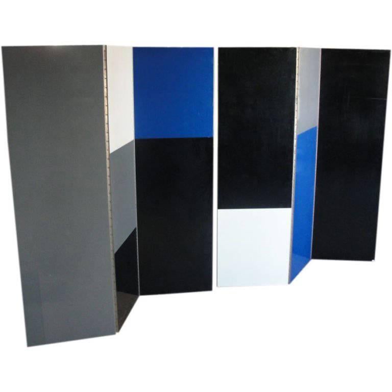 Six-Panel Mondrian Style Room Divider For Sale