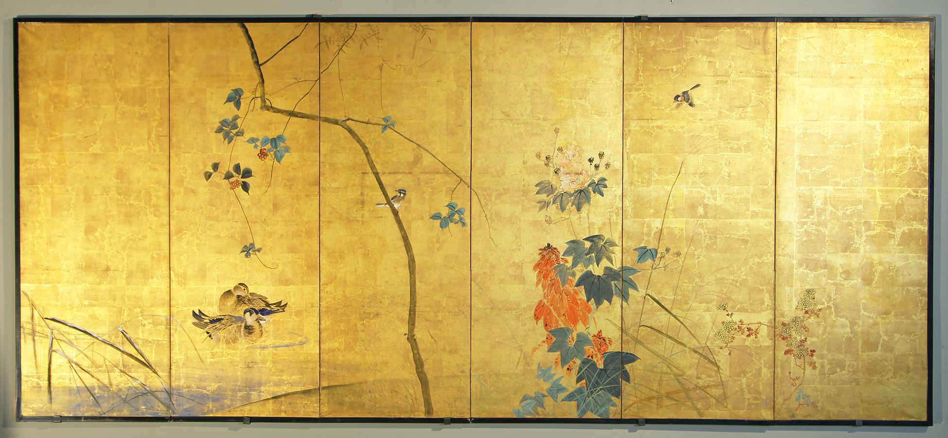 Six Panel Rinpa Japanese School Screen 1