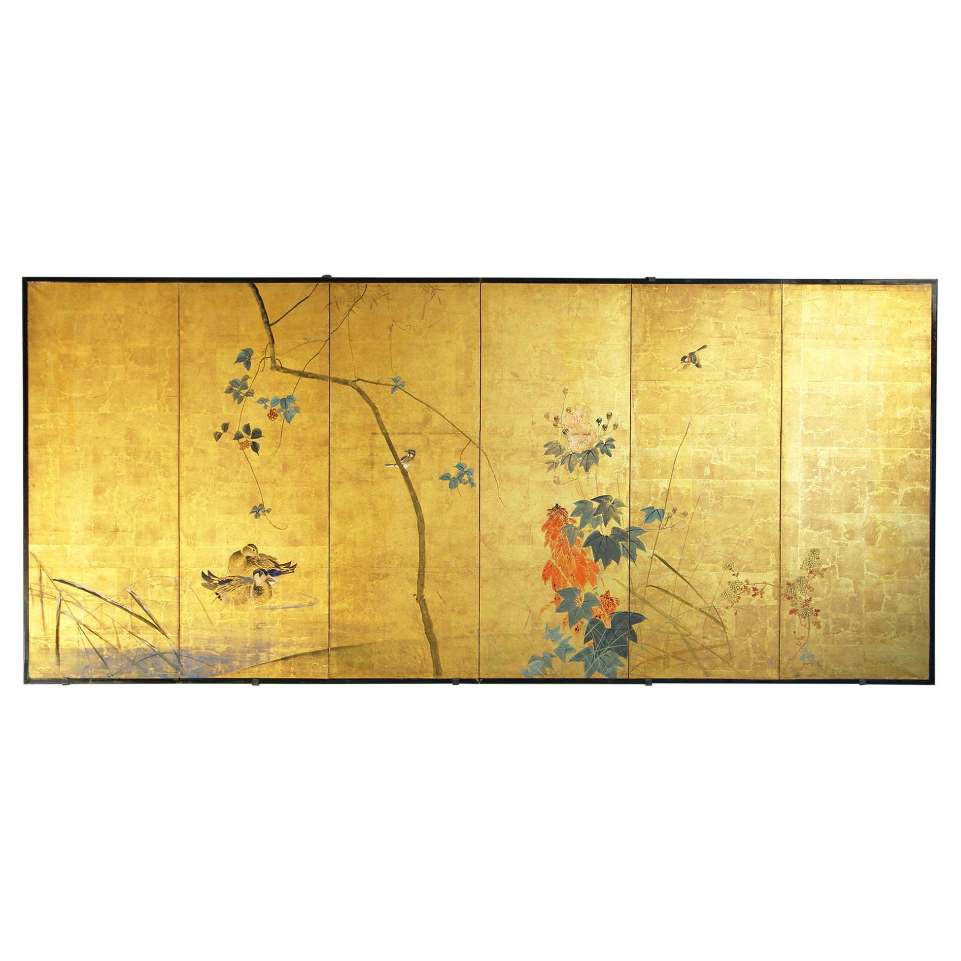 Six Panel Rinpa Japanese School Screen