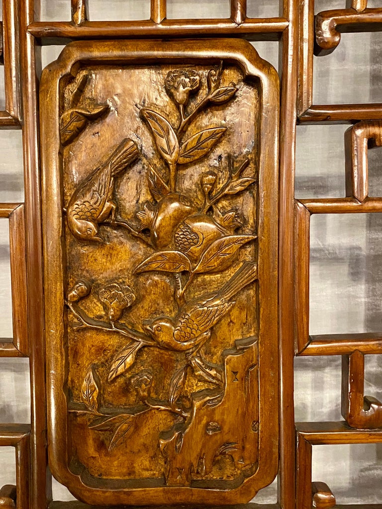 Six-Panel Teak Asian, early 20th Century Folding Screen / Room Divider For Sale 2