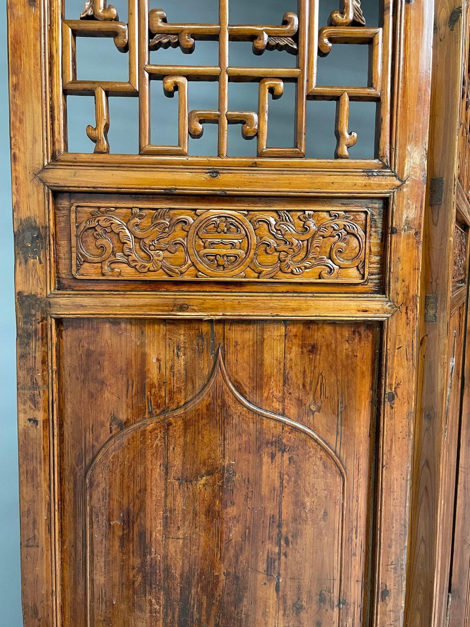 Six-Panel Teak Asian, early 20th Century Folding Screen / Room Divider For Sale 7