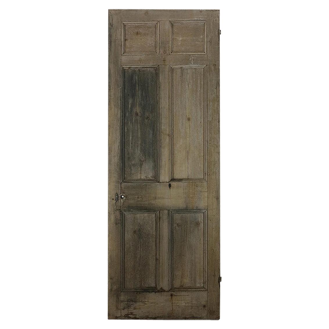 Six Panelled Beaded Pine Old Door, 20th Century For Sale