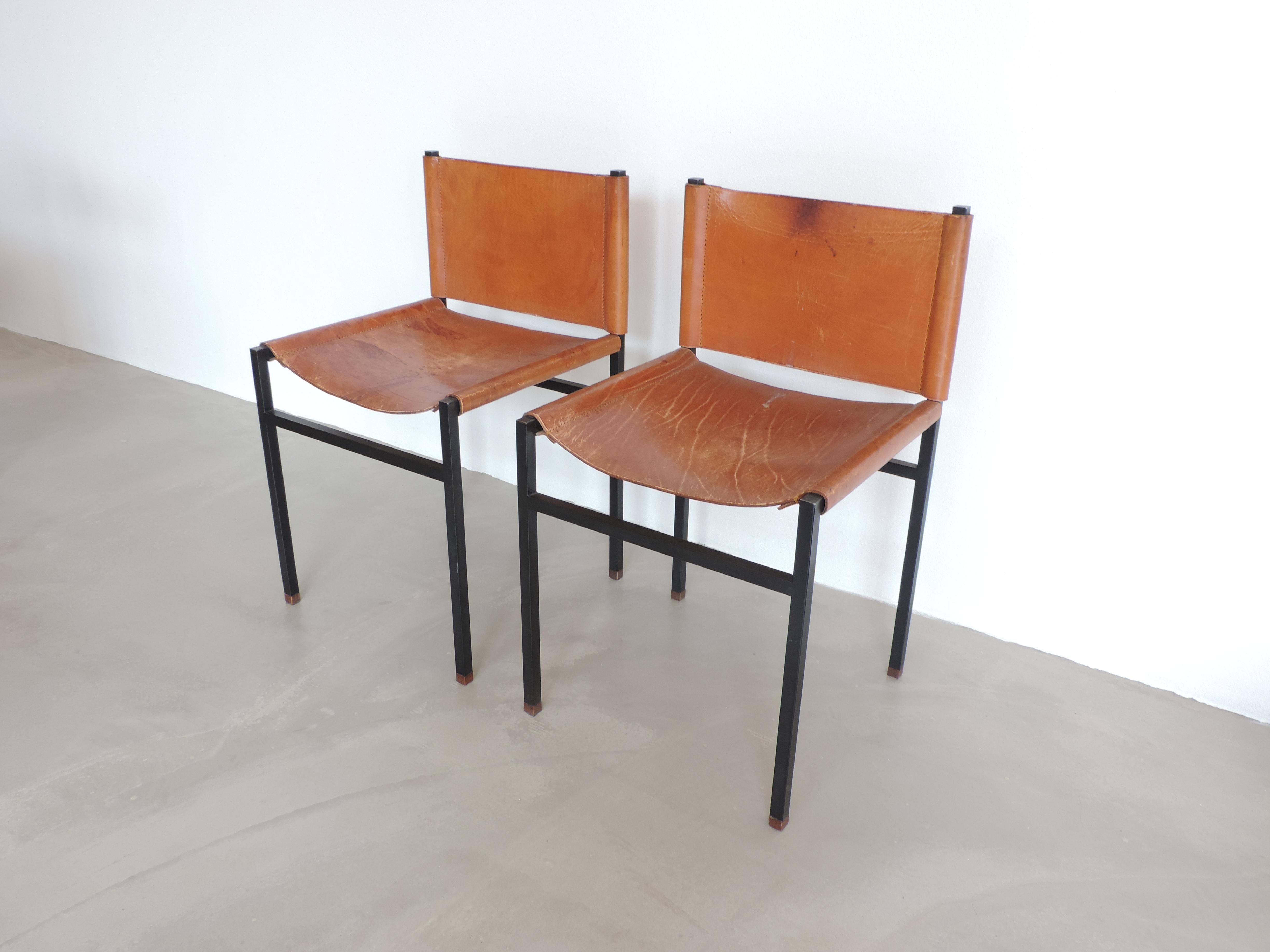 leather and metal dining chairs