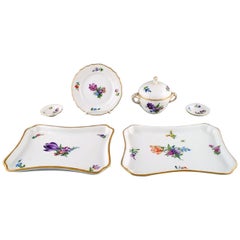 Six Parts Royal Copenhagen Light Saxon Flower in Hand Painted Porcelain